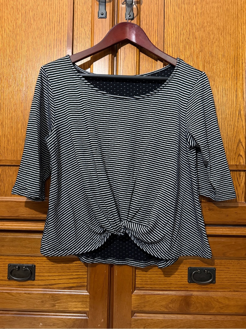 Anthropologie W5 Concepts Striped Twist Front 3/4 Sleeve Top French Knit Preppy